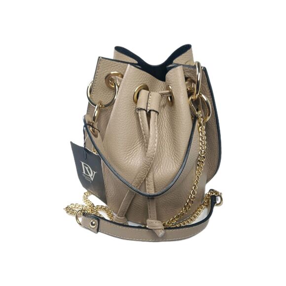 Diva’s Bag Handbags - Divas Italian Leather Bucket Handbag Crossbody Bag Taupe